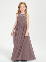 Abiti Damigella Junior Lunghi Top In Pizzo Trasparente Malva Vintage