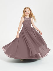 Abiti Damigella Junior Lunghi Top In Pizzo Trasparente Malva Vintage