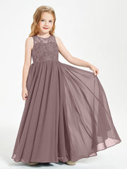Abiti Damigella Junior Lunghi Top In Pizzo Trasparente Malva Vintage