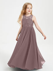 Abiti Damigella Junior Lunghi Top In Pizzo Trasparente Malva Vintage
