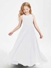 Abiti Damigella Junior Lunghi Top In Pizzo Trasparente Bianco