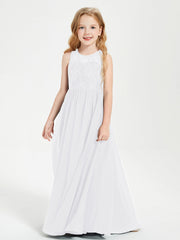 Abiti Damigella Junior Lunghi Top In Pizzo Trasparente Bianco