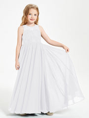 Abiti Damigella Junior Lunghi Top In Pizzo Trasparente Bianco