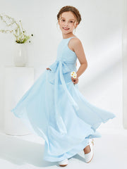 Abiti Damigella Junior Con Scollo Bateau E Cinta Blu Cielo