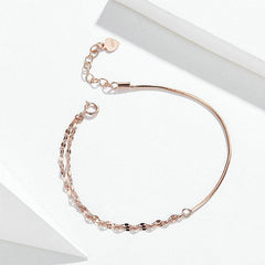 Semplice Oro Rosa Braccialetto A Catena Personalizzato Regalo
