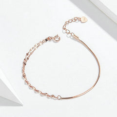 Semplice Oro Rosa Braccialetto A Catena Personalizzato Regalo