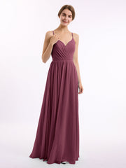 Abito Da Damigella In Chiffon Con Spalline Sottili Taglie Forti Gelso