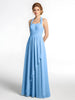 Abito Lungo In Chiffon Con Scollo All’Americana E Gonna A Cascata Blu