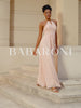 Abito Lungo In Chiffon Con Scollo All’Americana Per Damigelle Rosa Cipria